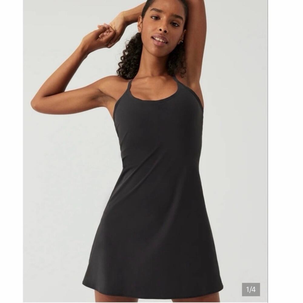 NWT OUTDOOR VOICES The Exercise Dress Athletic Racerback Lined Dress Black